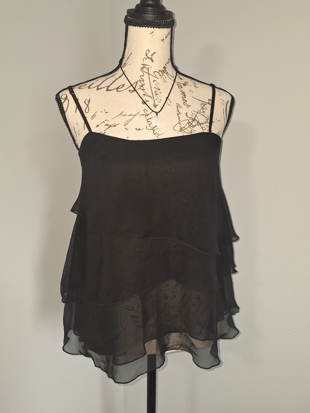 Guess Black Layered Chiffon Spaghetti Strap Camisole